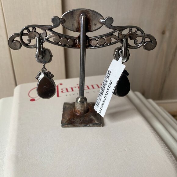 NWT Mariana Swarovski Crystal Smokey Gray Teardrop faceted drama Dangle Earrings - Picture 7 of 12